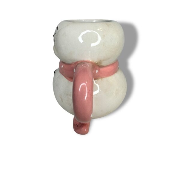 Johanna Parker Snowman Ceramic Mug White Pink Polk A Dot - Picture 2 of 8